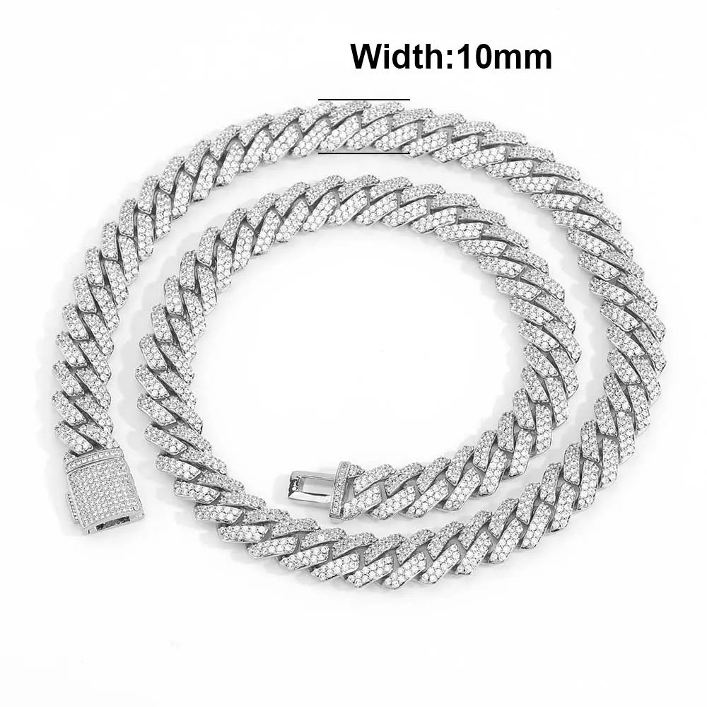 Drop Shipping Hip Hop Cuban Link Chain Necklace Silver/18k Gold Plated 10/12/14/15/20mm Iced Out Diamond CZ Gift for Him/Her