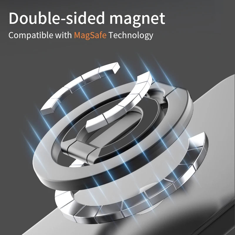 For Double-Sided Magnetic Phone Ring Holder for MagSafe Kickstand Magnet Grip for iPhone 16 15 14 For Huawei Xiaomi Stand Holder