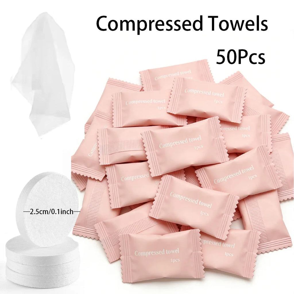 50PCS Dispossible Compressed Towels In Compressed Bag Suitable For Travel Camping Towel Disposable Face Pack