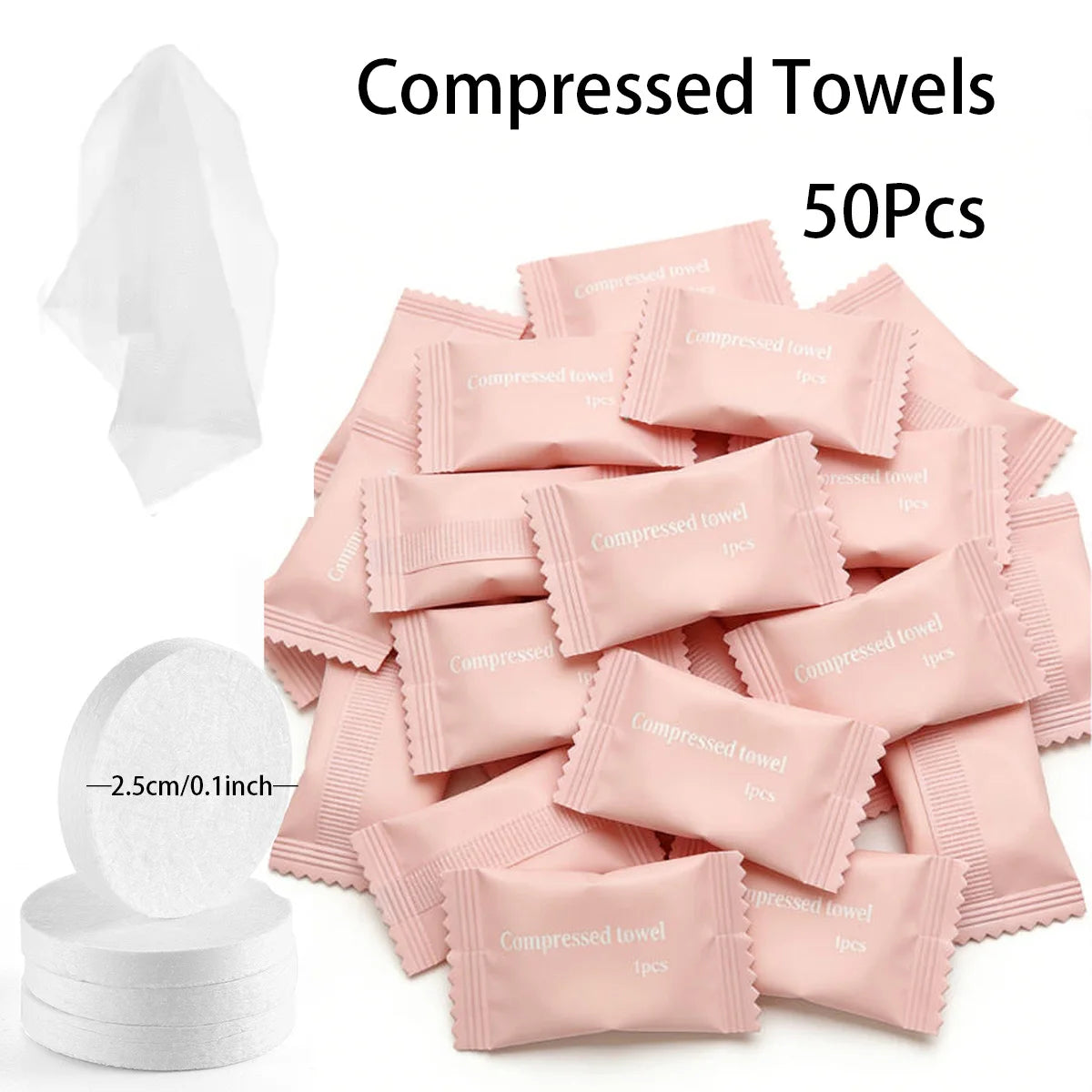50PCS Dispossible Compressed Towels In Compressed Bag Suitable For Travel Camping Towel Disposable Face Pack