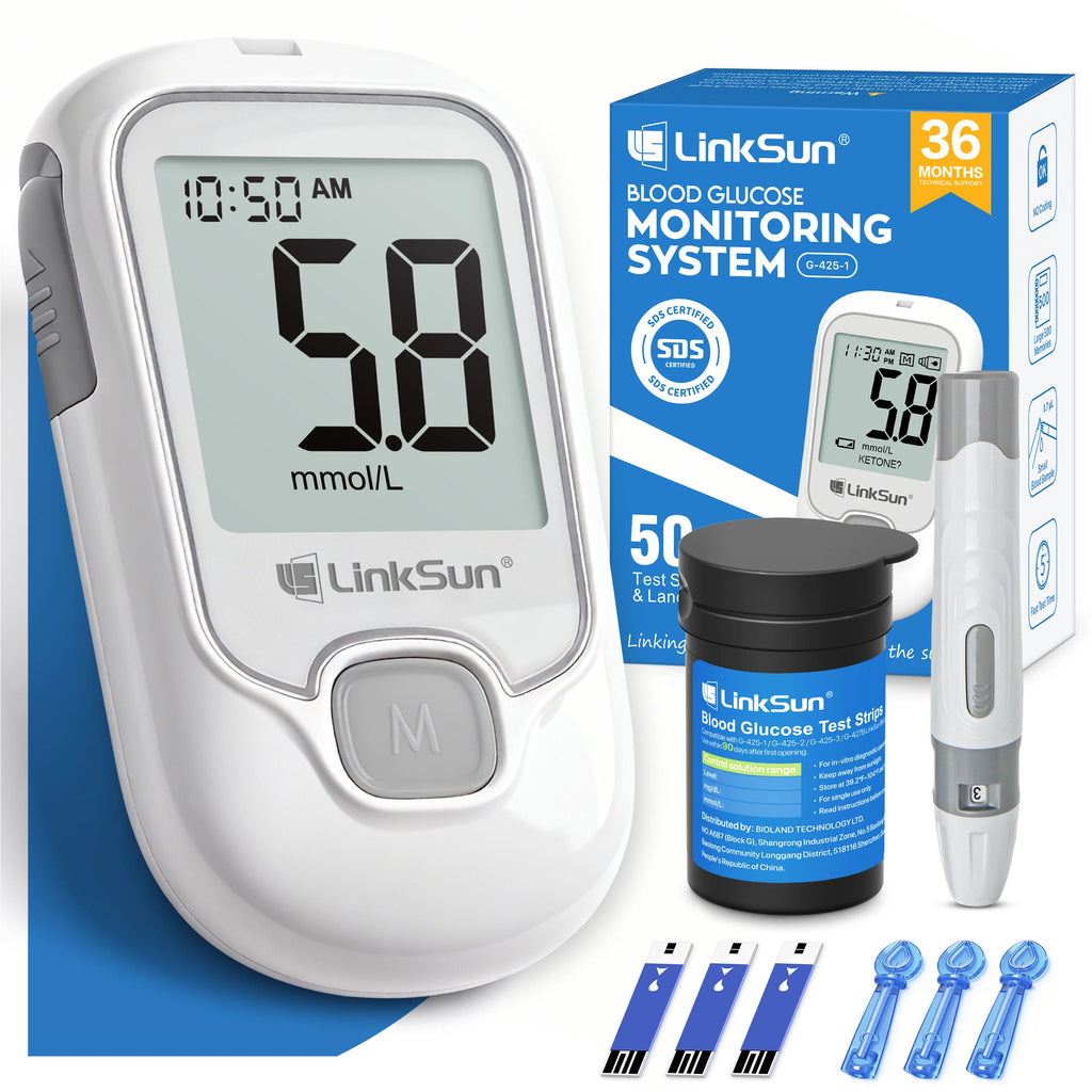 LinkSun G-425-1 Blood Glucose Meter Kit 50/100pcs Test Strips Lancets for Diabetes Monitor Digital Glucometer Blood Sugar Meter