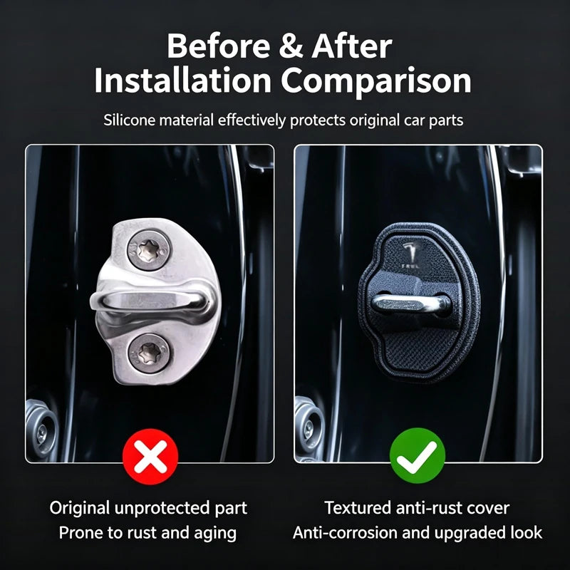 4Pcs Silicone Door Lock Cover Protective Sticker, Shock Absorber Anti-Scratch Guard for High-End Electric Car Models