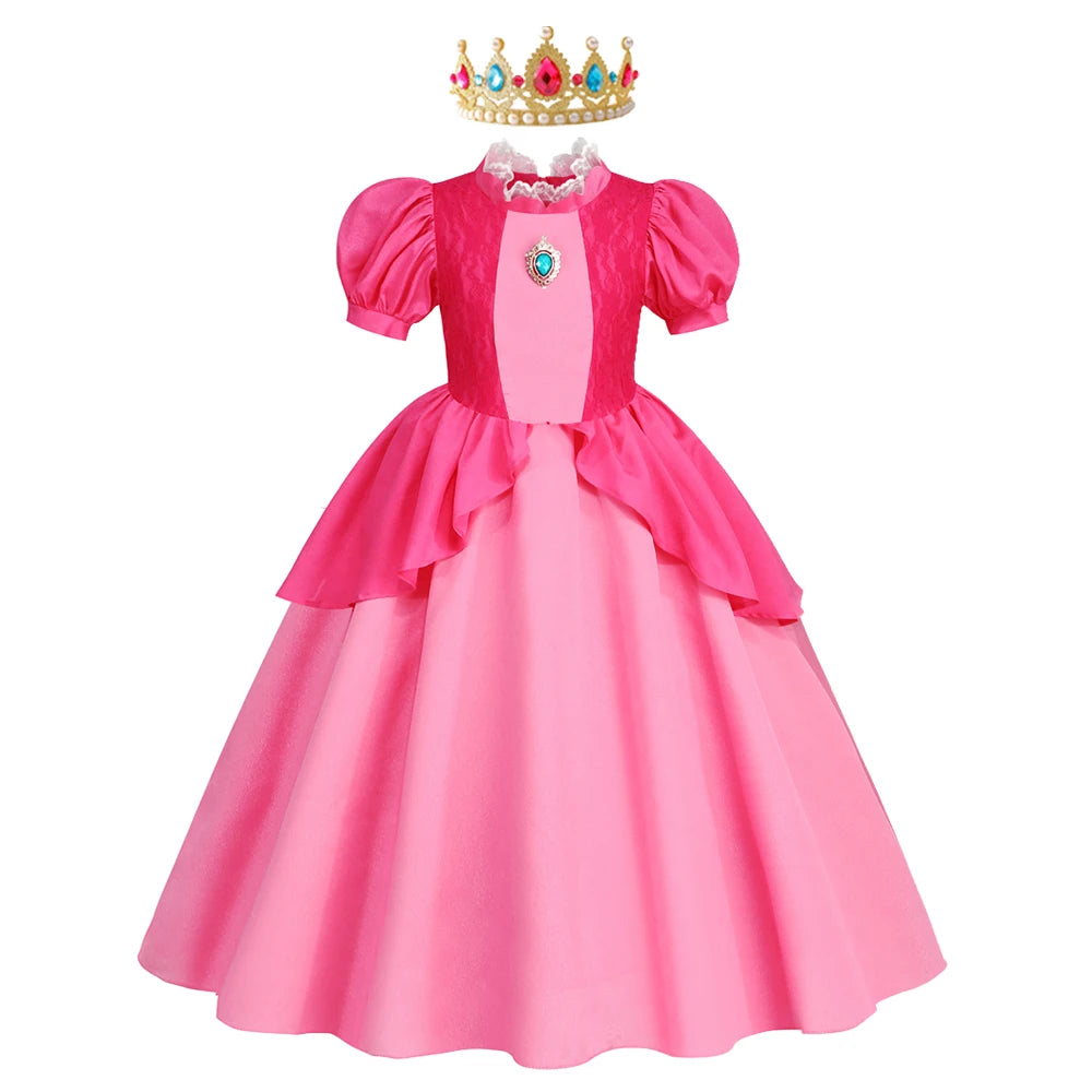 Peach Dresses For Girls Halloween Costume Carnival Birthday Dress Princess Clothes Party Cosplay Kids Vestidos