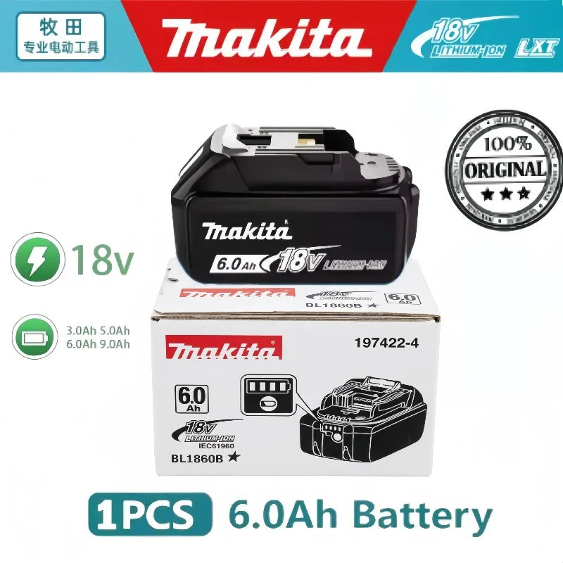 100% Genuine 18V Makita 6Ah Makita Battery BL1840 BL1830B BL1850B  Replacement Lithium Battery