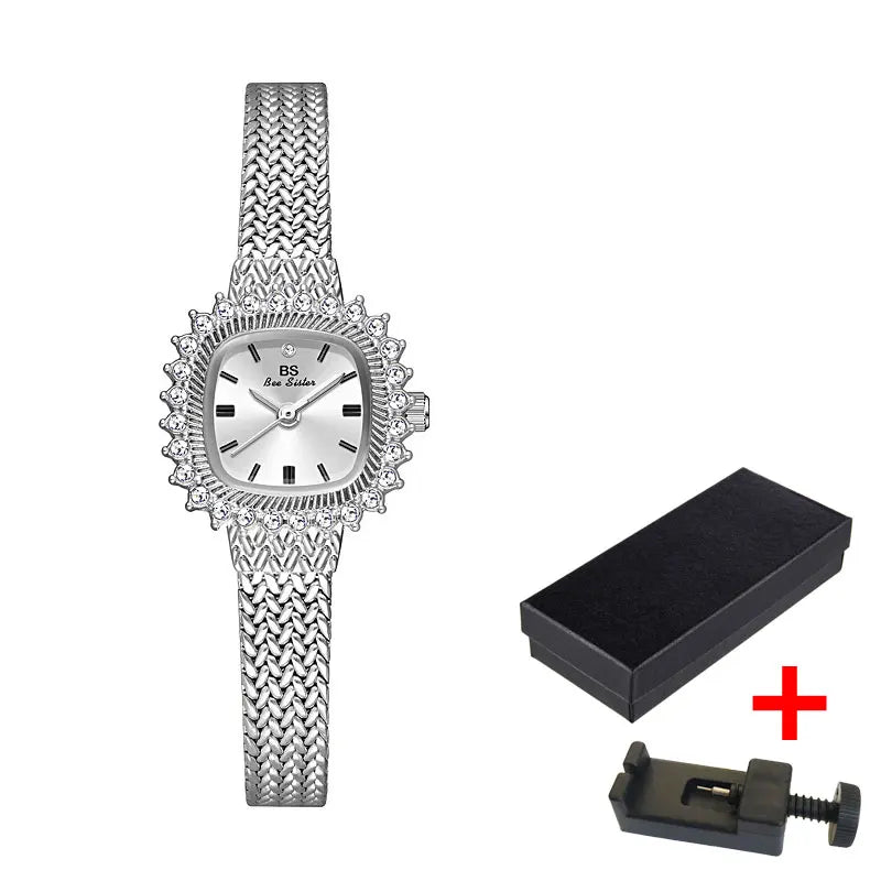 Vintage Lucky Small Square Dial with Wheat Ear Design Ladies Twist Watch Japanese Style Unique Steel Band Quartz Watch with Box