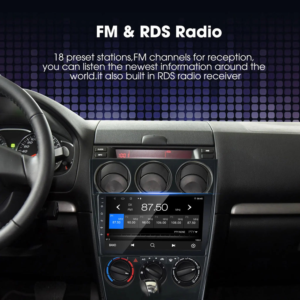 Car Radio for Mazda 6 Atenza 2002-2008, Car Stereo for Mazda 6 Atenza 2002 2003 2004 2005 2006 2007 2008 Build-in Carplay & Android Auto, with GPS Navigation, WiFi, Bluetooth, FM, 2G+32G