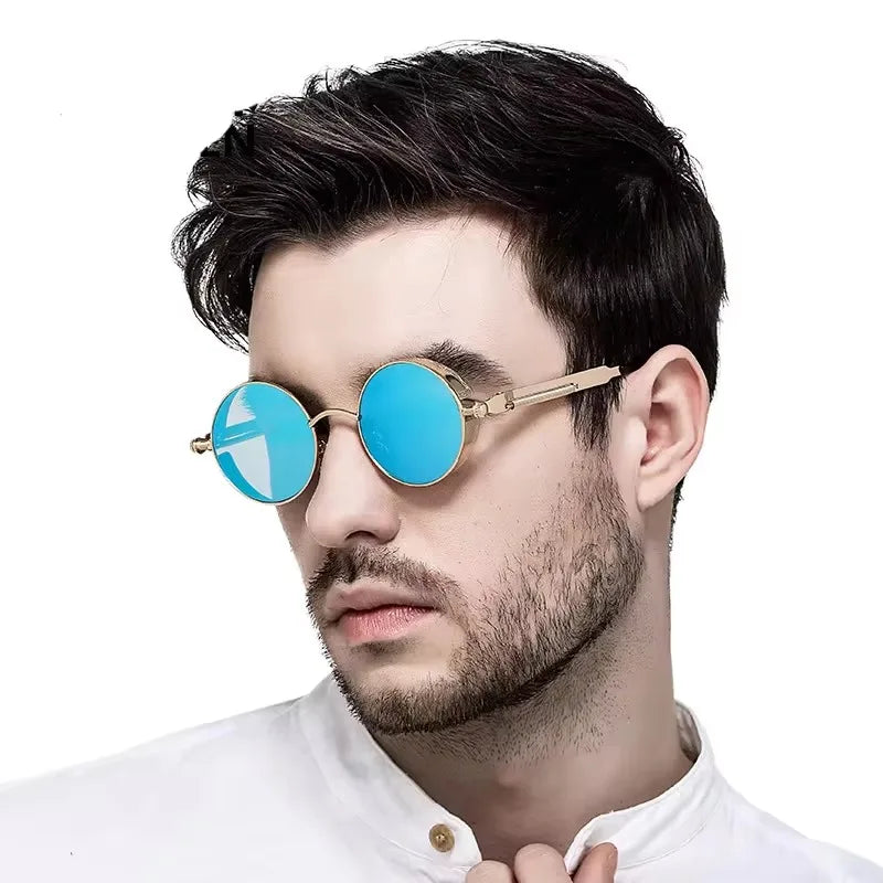 Fashion Trend Steampunk Round Frame Sunglasses For Men Women Luxury Design Outdoor Beach Travel Punk Sun Glasses Eyewear 2026