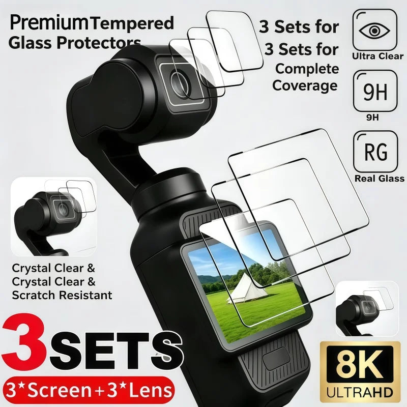 1-3Set Tempered Glass For DJI OSMO Pocket3/4  Film Screen Protector Anti-Scratch Lens Camera Film for DJI Pocket 3/4 Camera Film
