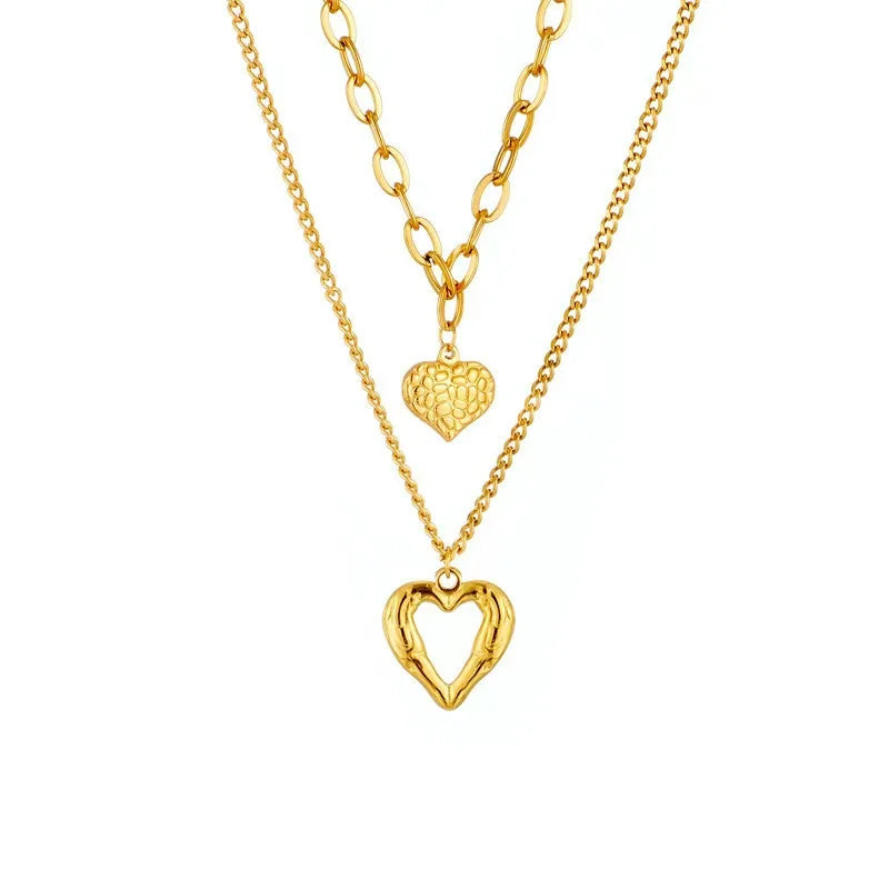 Delicate irregularly folded double love necklace, a high-end party accessory and high-quality gift.