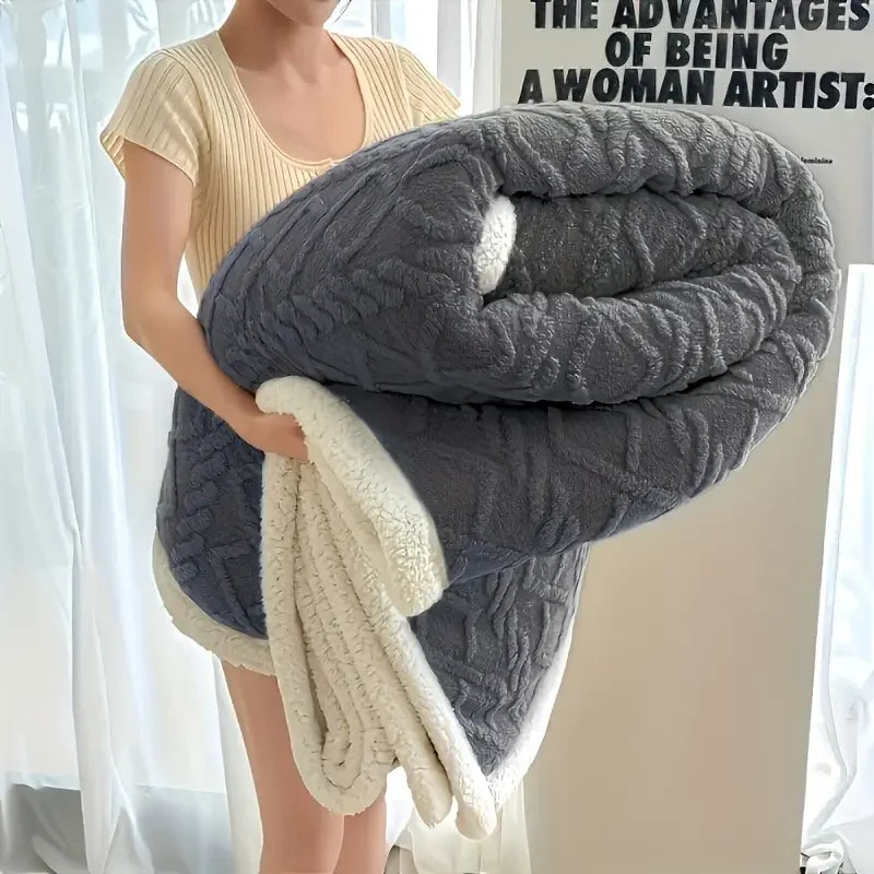 1pc Jacquard Sherpa Weighted Blanket 8lbs for Adults- Soft, Warm, and Thickened Calm Blanket for Ultimate Comfort 4 colours