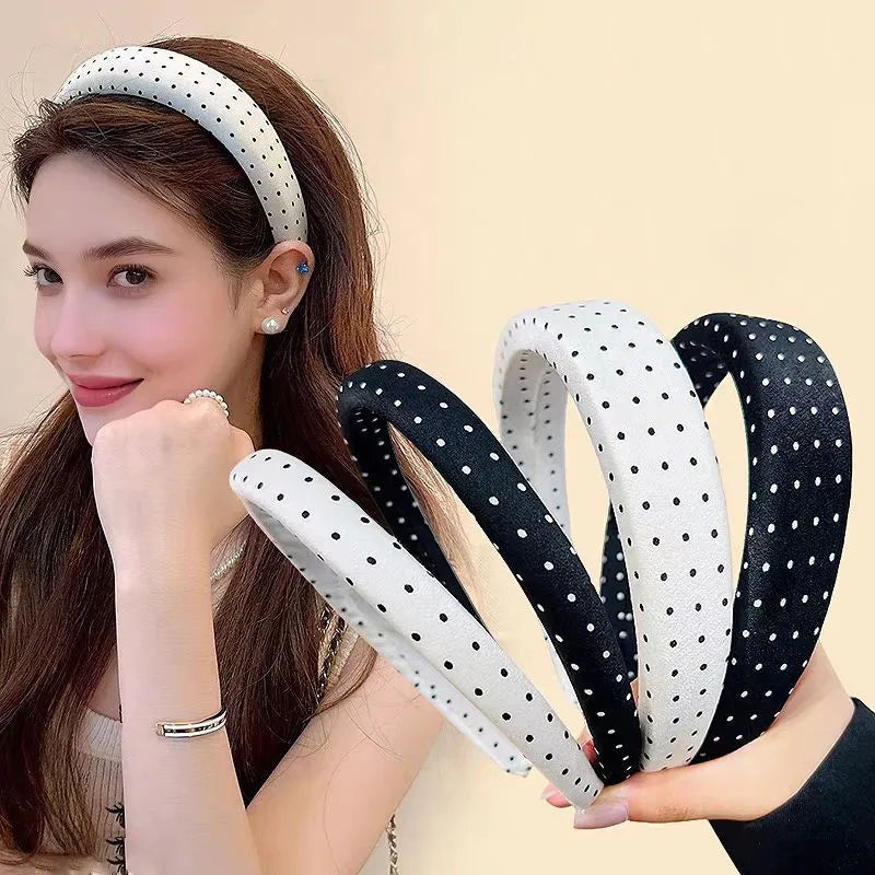 1/4pcs Simple Black White Polka Dot Wide Side Headband for Women Elegant Daily Wear Hair Band Fashion Girls Wash Face Hair Hoop