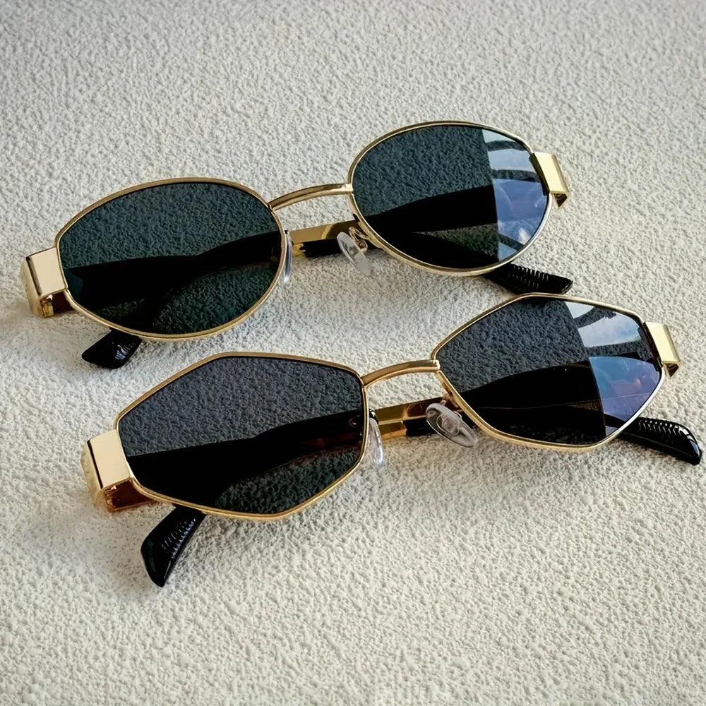2pcs Summer Trendy Glasses Set Rhombus Oval Frame Fashion Glasses Suitable for Daily Commute and Street Photography Accessories