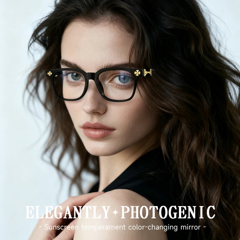 2026 New Women's Oversized Frame Blue Light Blocking Glasses with Rhinestone Decor Anti Radiation Computer Eyeglasses F114