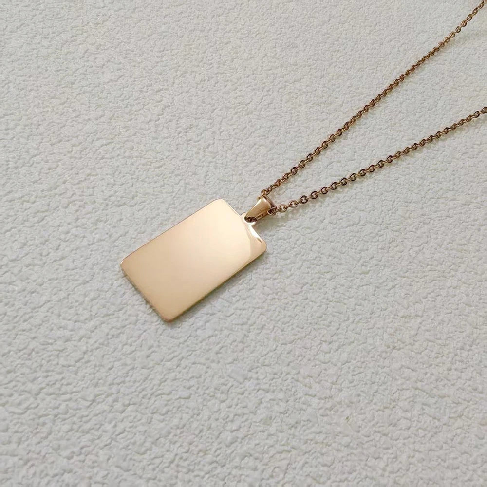 New10 pcs mirror polished bar shaped nameplate pendant necklacestainless steel personalized DIY custom name logo pendant necklac
