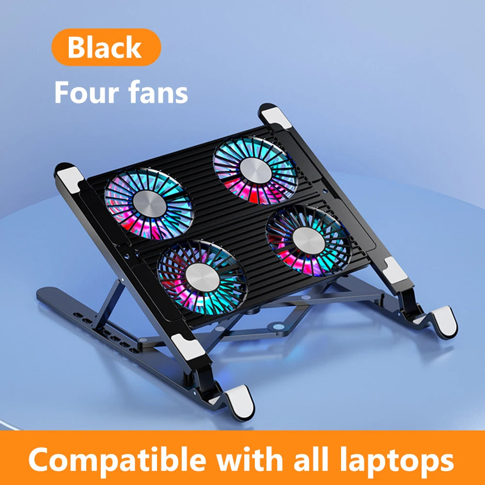 Laptop Cooling Fan with 2/4 Fans Silent Gaming Laptop Cooler Fan RGB 7 Height Portable Laptop Holder for 11-17.3 Inch Laptops
