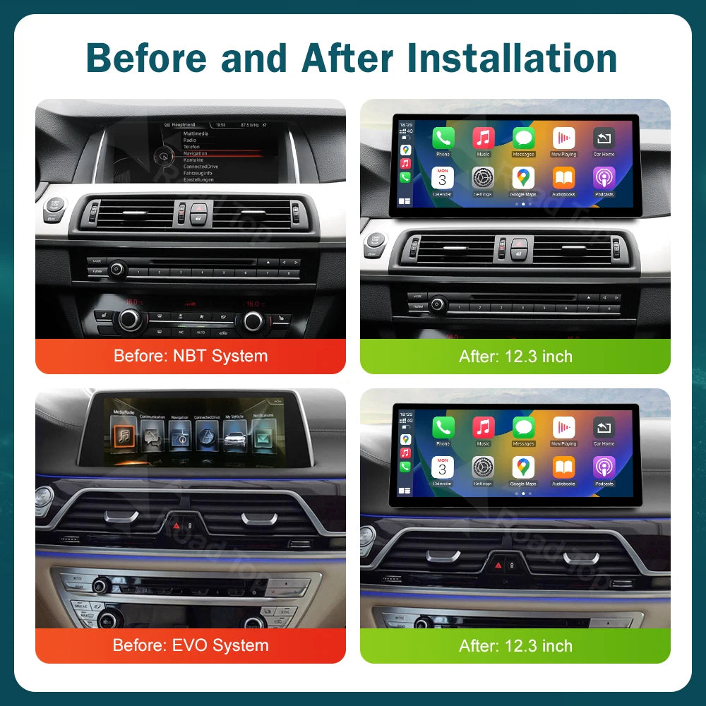 RoadTop Wireless CarPlay Touch Screen For BMW Series 5 F01 F10 F11 G30 2011-2023 CIC NBT EVO Multimedia Radio Linux System