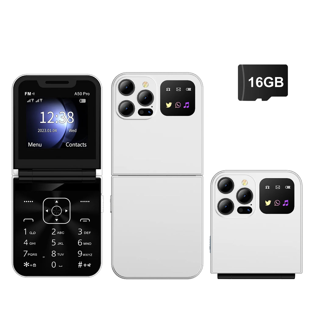 SERVO A50 PRO Flip Mobile Phone 2G GSM Call Recording Blacklist Speed Dial Flashlight Foldable Feature Cellphones Dual SIM Card