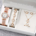 6PCS/Set Luxury Women Watches Fashion Rhinestone Roma Dial Bracelet Band Quartz Watch Jewelry Set Reloj Mujer（Without Box）