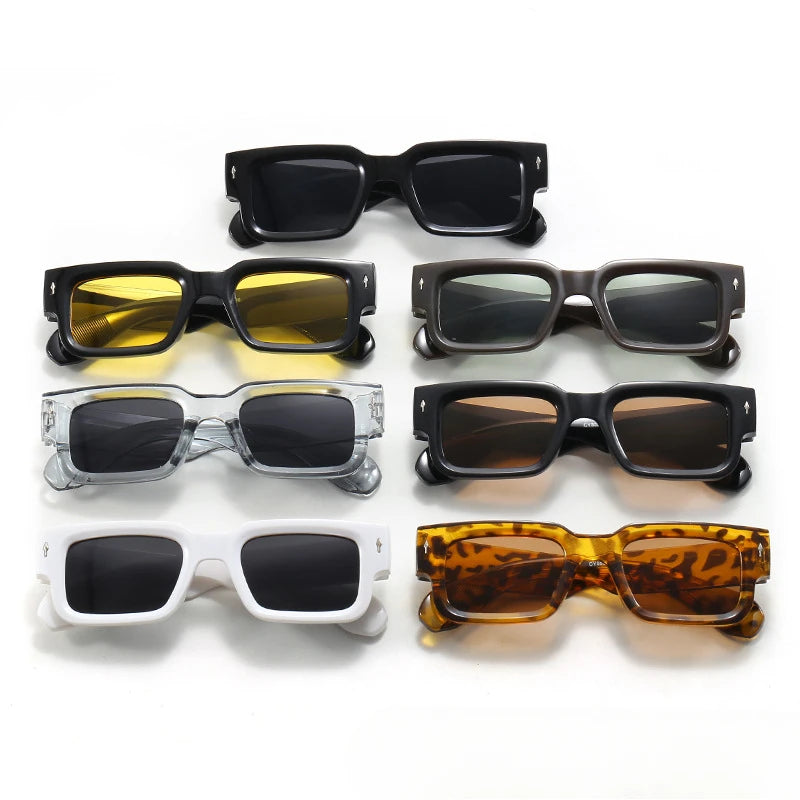 Retro Men Square Sunglasses for Women Vintage Luxury Rivet Designer Sun Glasses Fashion Arrow Shades UV400 Eyeglasses