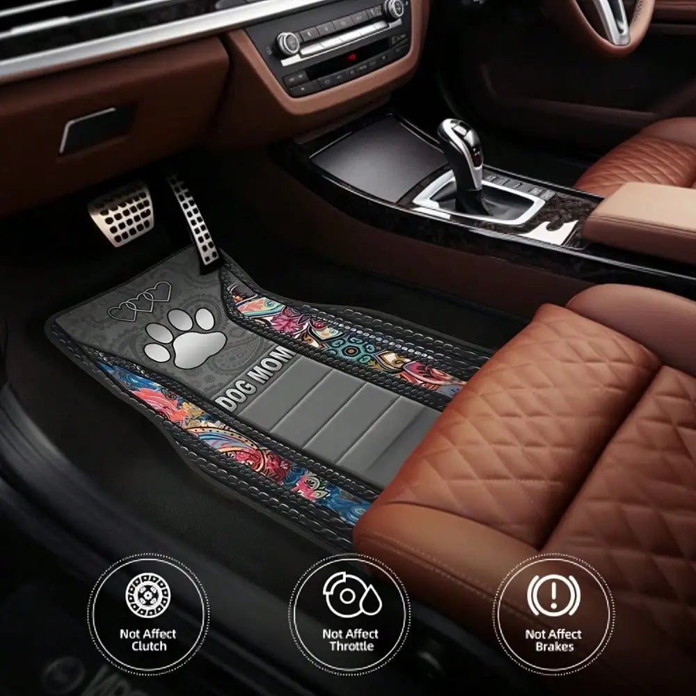 4pcs Deluxe Heart Paw Print Car Mats, Suitable for Most Car Front and Rear Seat Carpets, Car Interior Protector and Decoration