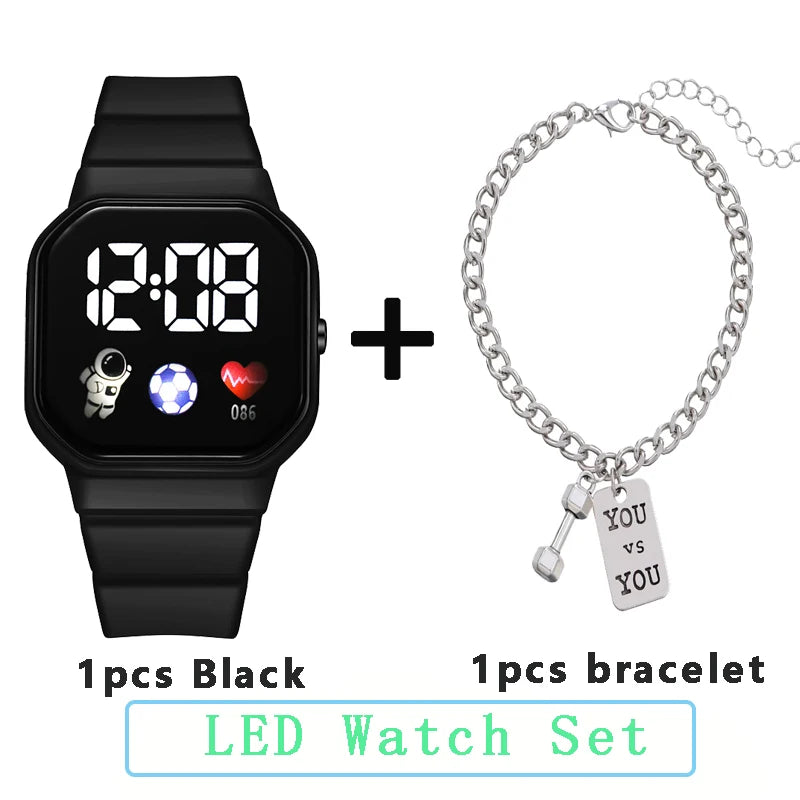 NEW Kids Watches with Bracelet Sport LED Digital Watches Silicone Strap Sport Electronic Wristwatch for Children Boys Girls Gift