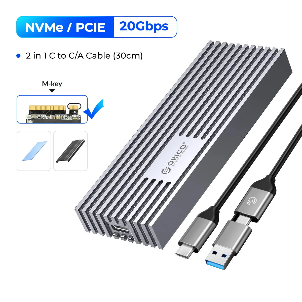 ORICO NVMe M.2 SSD Enclosure USB4 40Gbps PCIe3.0x4 20Gbps 10Gbps M.2 External Case Compatible with Thunderbolt 3/4 USB3.2/3.1