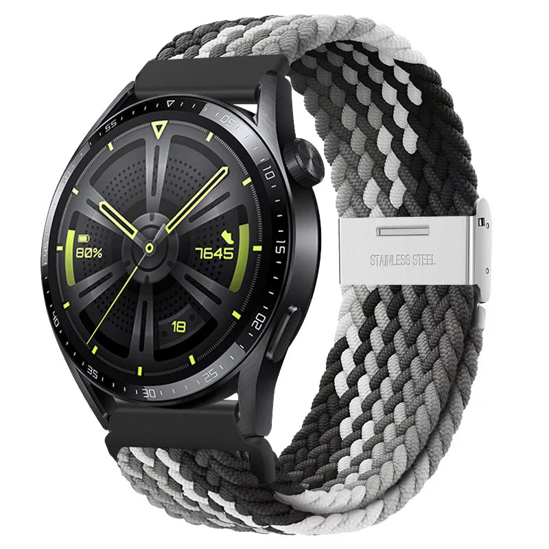 22mm 20mm Nylon Strap For Samsung Galaxy Watch 6 5 4/Gear S3 Magnetic Buckle Metal Adjustment Band For Huawei IWatch 4 GT2/3 Pro