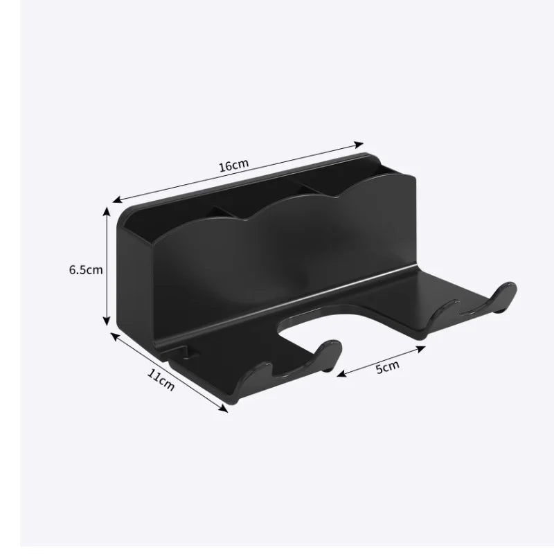Hair Dryer Storage Rack Wall Mounted 2 in 1 Partition Hands Free Easy Install No Drill Shower Accessory Compact Storage Lazy Hol