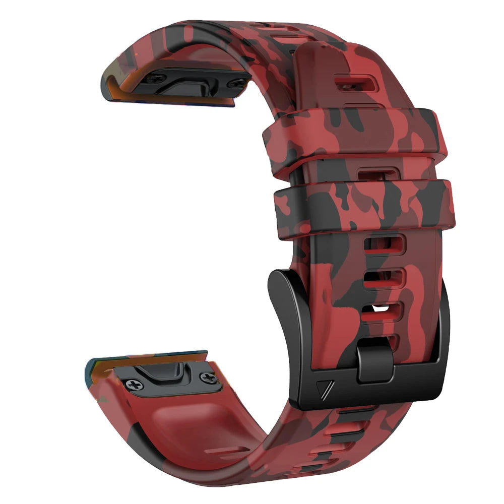 Sports Silicone Camouflage Strap For Garmin Fenix 7 7X Pro Solar Band Epix Pro (Gen 2) 47/51mm 6X Pro Bracelet 22/26mm Watchband