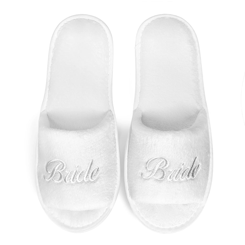 Bride & Bridesmaid, Wedding Party Guests Home Slip On Shoes Bridal Party Slippers Open-toe With Golden, Mint Green and Pink