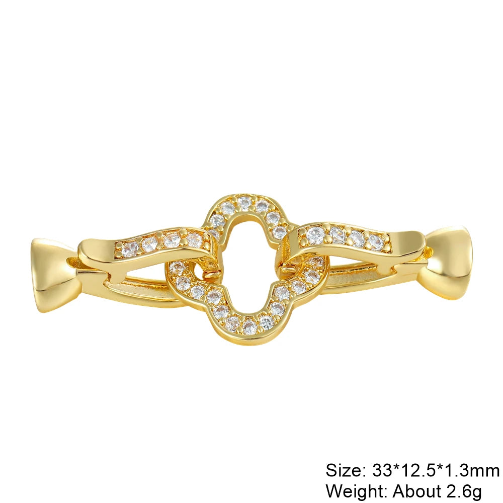 Juya 18K Gold Plated Decorative Fasteners Connector Locks Pearls Clasps Accessories For DIY Needlework Beads Jewelry Making