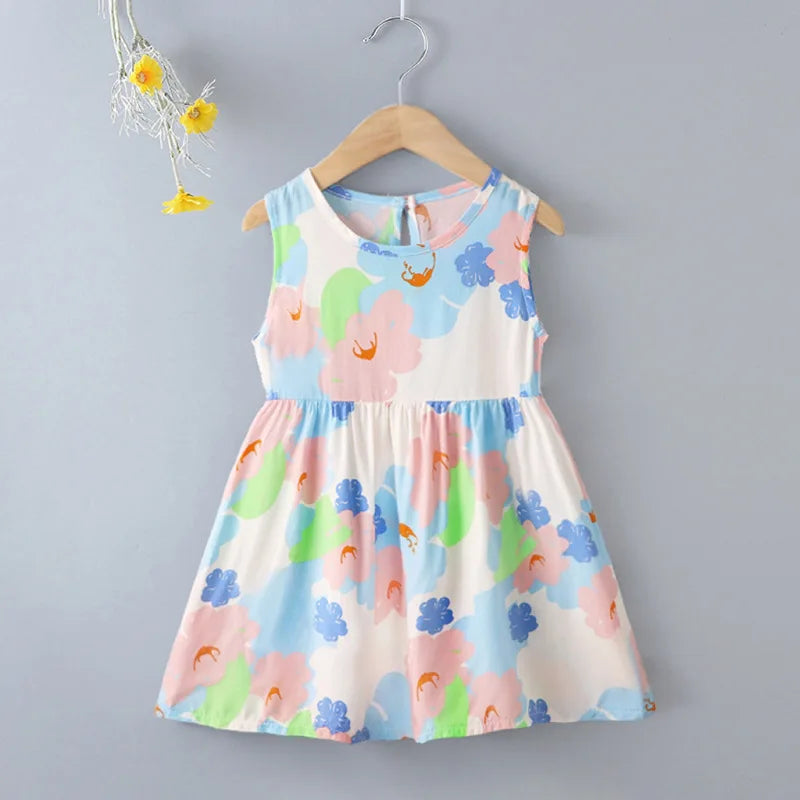 Baby Girls Summer Dress Sleeveless Cute Print Children's Dresses Cotton Toddler Kids Party Sundress Clothes Baby Clothing Skirts