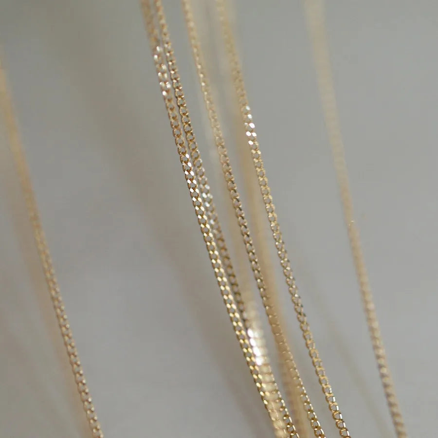 925 Sterling Silver Plating 14K Gold Simple Chain Necklace for Women Fashionable Temperament Versatile Jewelry