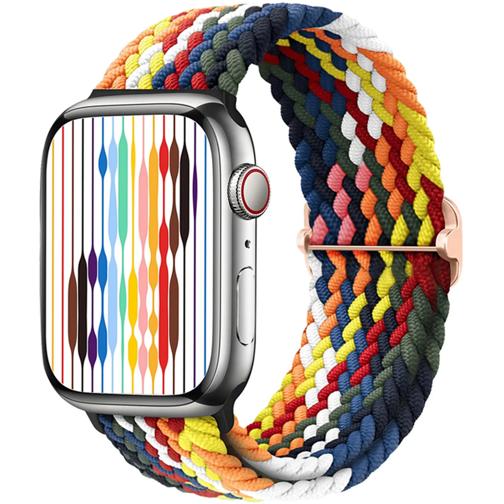 Braided Loop for Apple Watch Strap 44mm 40mm 45mm 41mm 42mm 38mm 49mm Elastic Solo Bracelet IWatch Series 7 Se 3 6 Ultra 8 Band