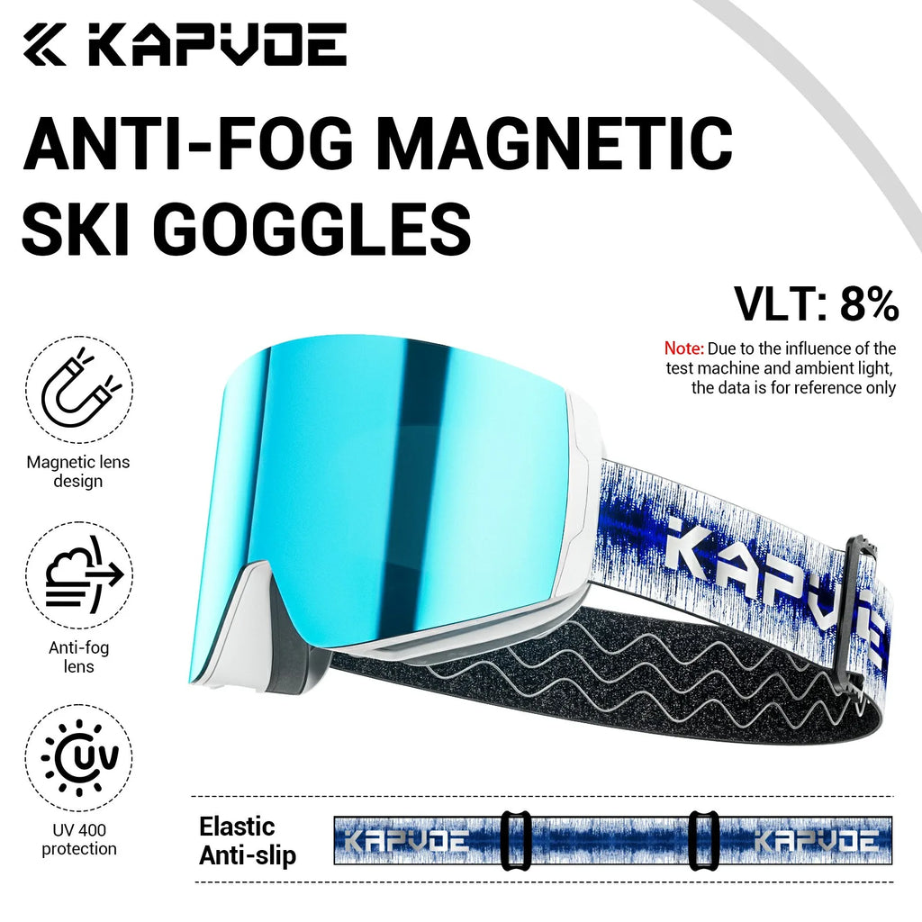 KAPVOE Magnetic Snow Goggles Double Layer Anti-Fog UV Protection for Skiing Snowboarding High-definition Clarity Unisex Skiing