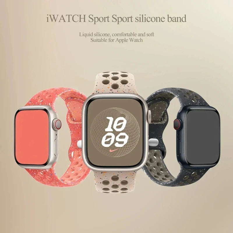 Silicone Strap For Apple Watch 44mm 45mm 40mm 41mm 38 42mm sports Rubber Breathable Band iwatch series 10 9 8 SE 7 6 Ultra 49mm