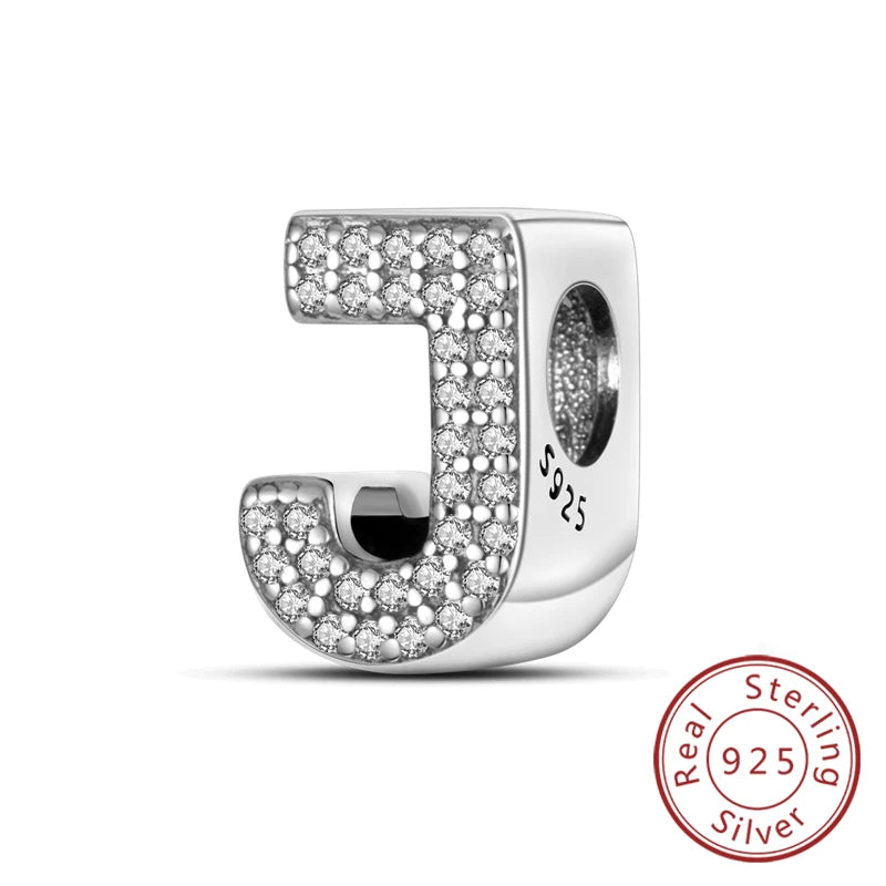Charms Fit Original Bracelet A-Z Alphabet Charms Beads 925 Sterling Silver 26 Letters Charm for Women Girl DIY Fine Jewelry Gift
