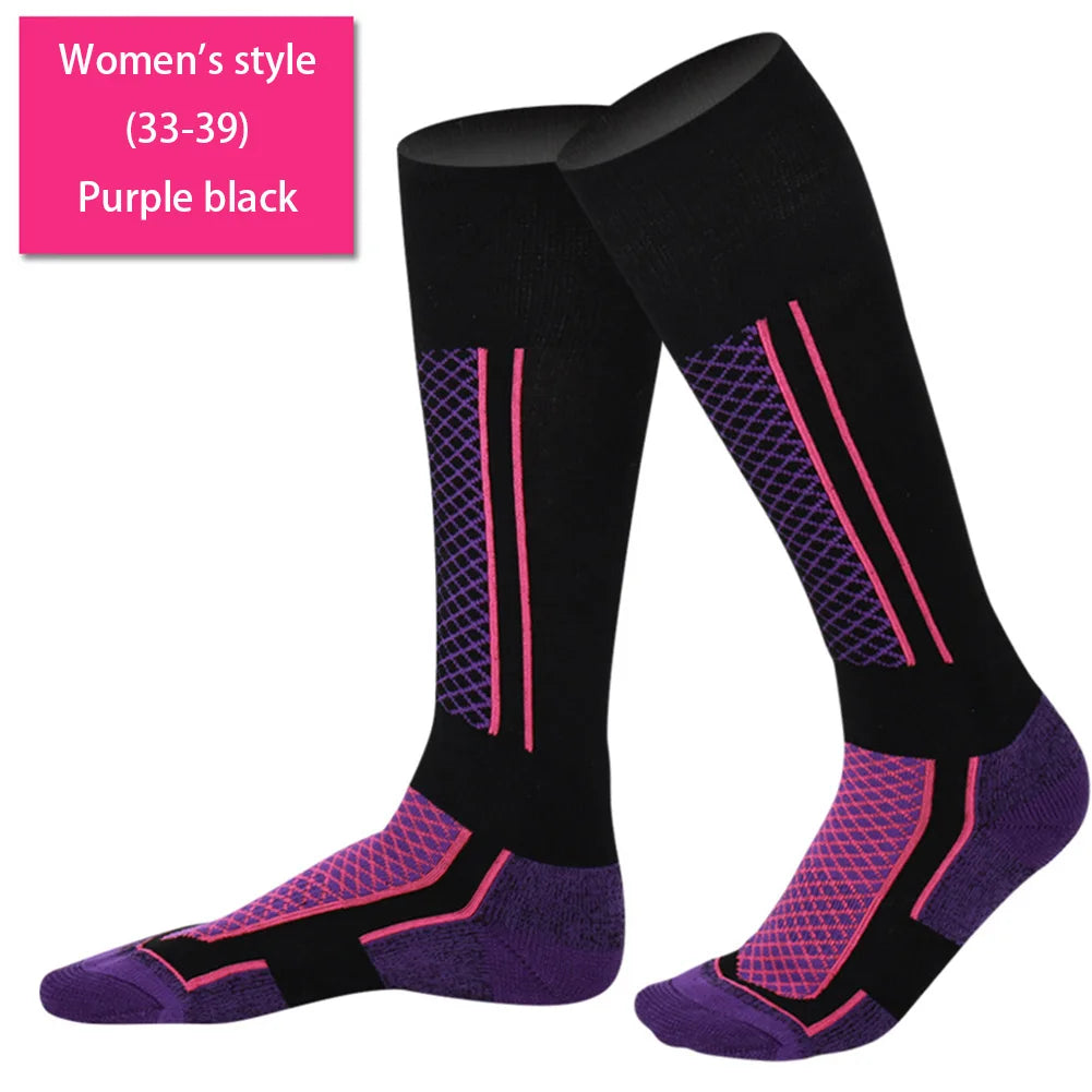2pcs Winter Warm Thickened Ski Socks Hiking Stockings for Women Men Children Anti-cold Skiing Socks Sportswear