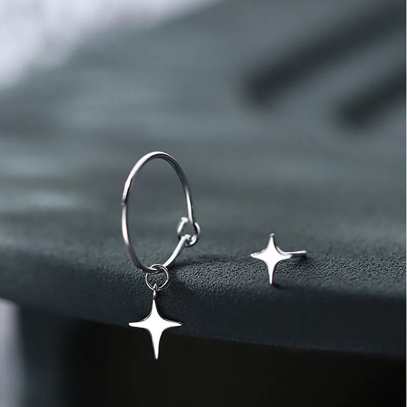 VENTFILLE 925 Silver Star Flash Crystal Summer Small Fresh Female 2022 New Trendy Personality Earrings