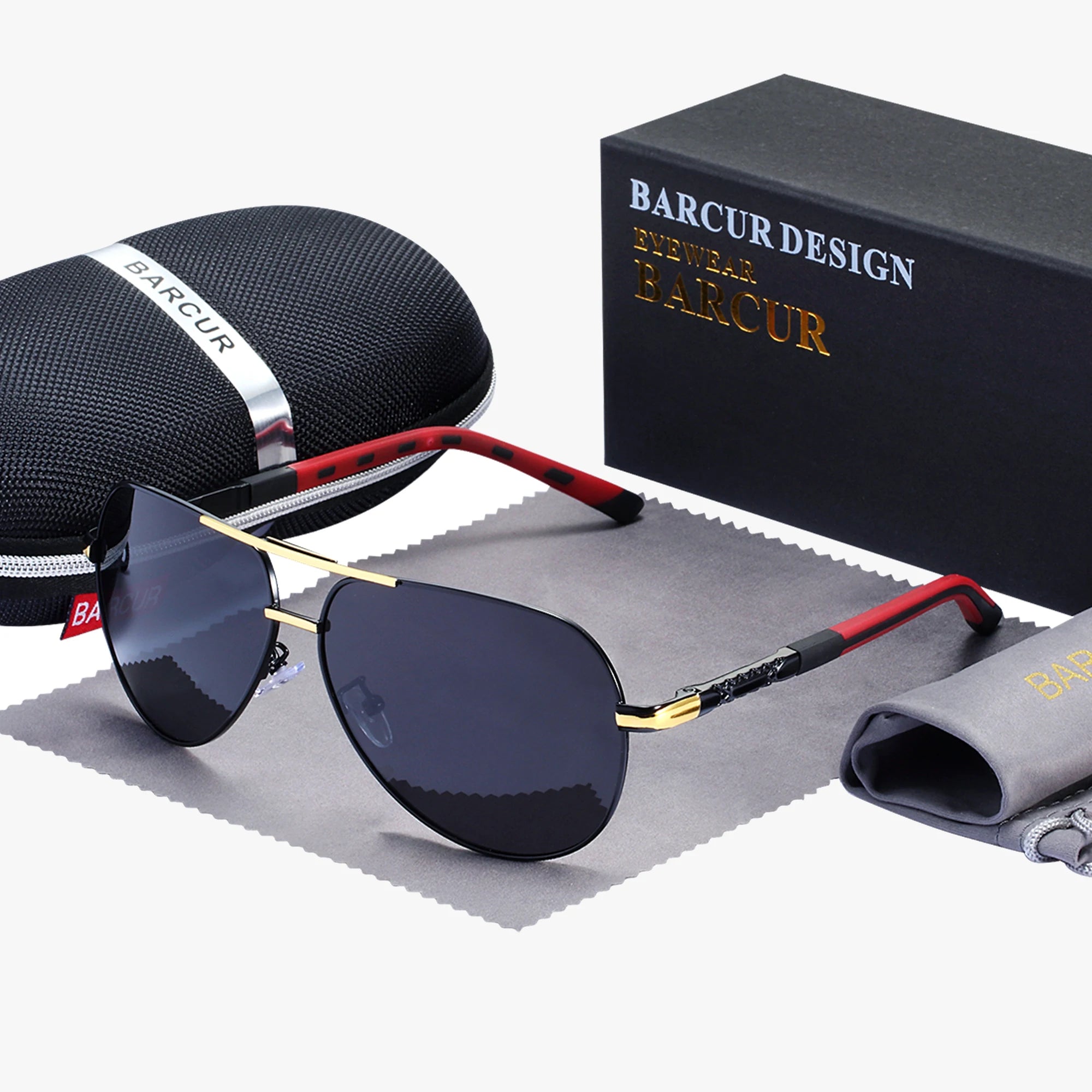 BARCUR Men Polarized Sunglasses Man Designer Red Glasses Classic Sun Glasses Women Shade Male Driving Accessories Eyewear
