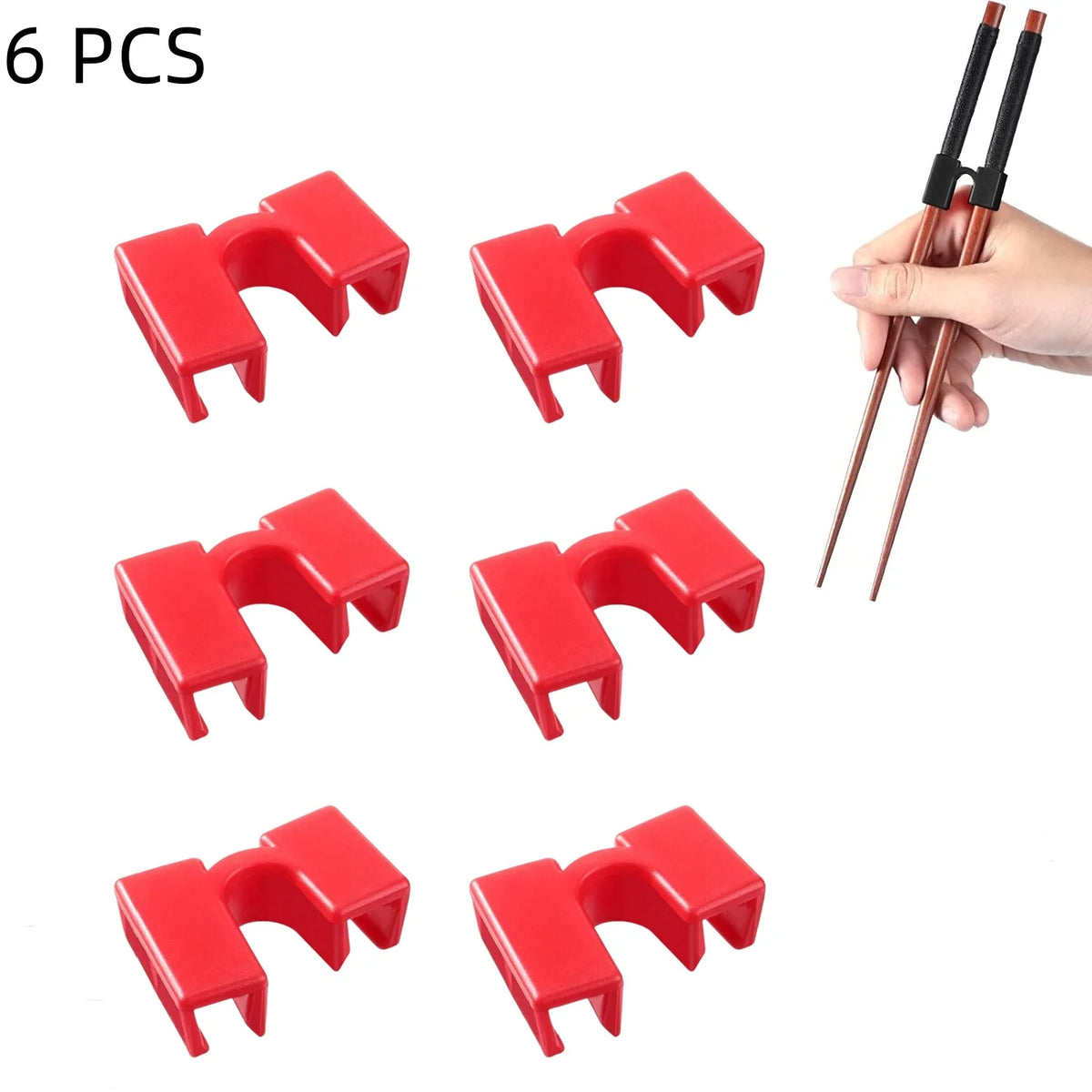 Pack of 6 Reusable Chopsticks Helpers Training Adults Kids Non-Slip Chopstick Hinges Connector Portable Practice Chopsticks Aids