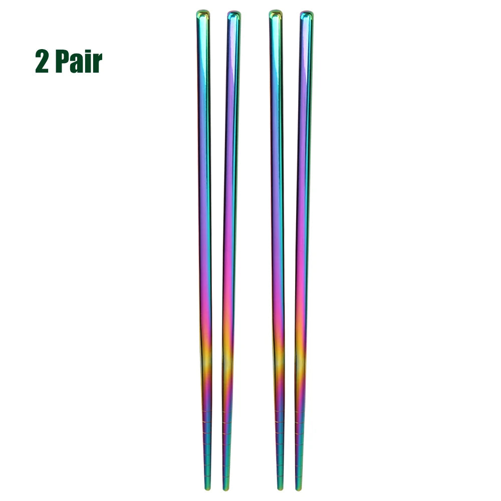 1-5 Pair Stainless Steel Chopsticks Metal Chop Sticks Tableware Silver Gold Multicolor Wedding Party Festival Supplies