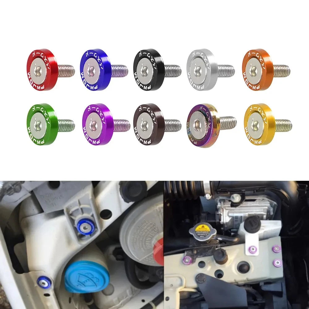 10Pcs M6 Aluminum Alloy Hex Screws Washer License Plate Fasteners Fit For Honda Universal Car Modification Accessories