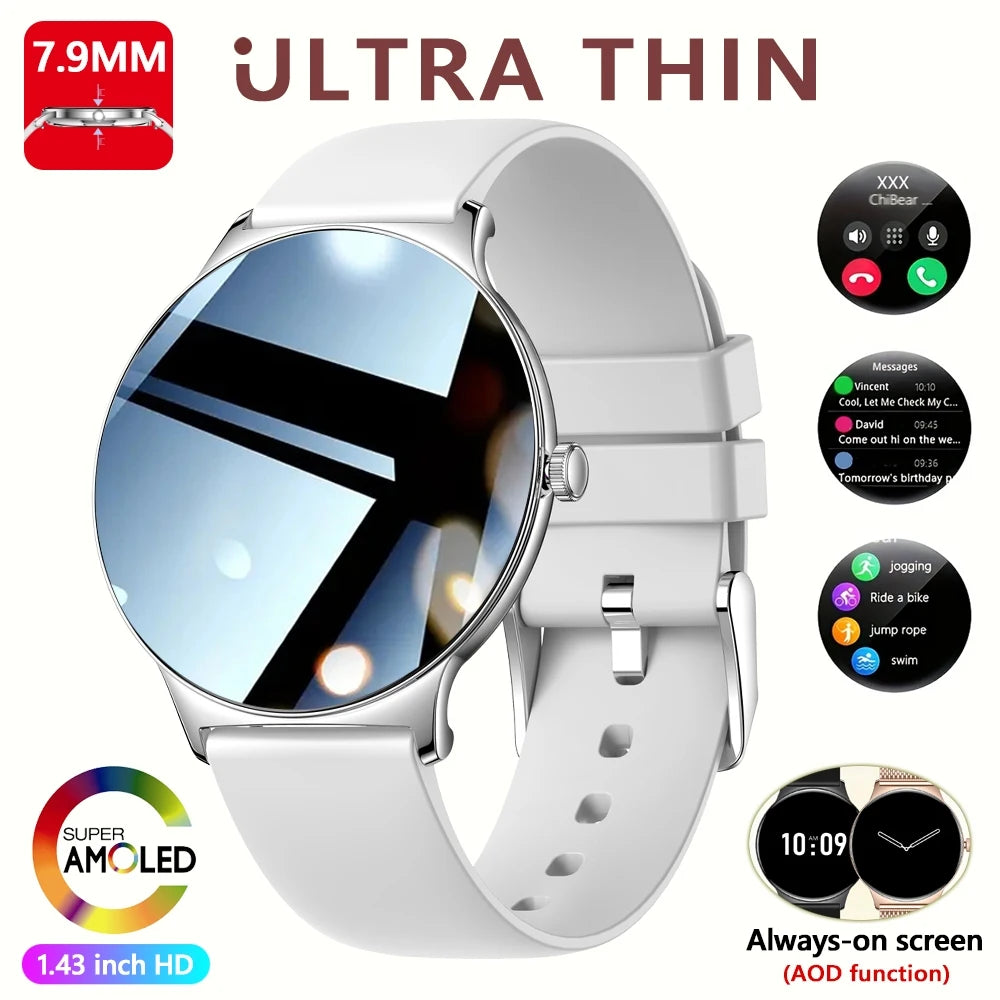ChiBear Ultra Thin Fashion Smart Watch Women Screen Always Display Time Sports Bracelet Bluetooth Call AMOLED Smartwatch Woman
