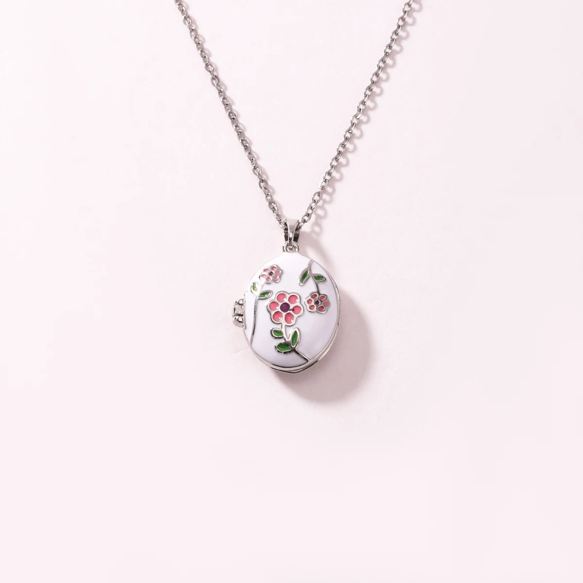 Vintage Enamel Heart Photo Locket Pendant Necklace for Women Minimalist Luxurious Non-Fading Stainless Steel Jewelry Accessory