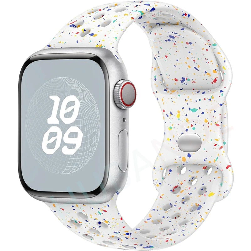 Silicone Strap For Apple Watch 44mm 45mm 40mm 41mm 38 42mm sports Rubber Breathable Band iwatch series 10 9 8 SE 7 6 Ultra 49mm