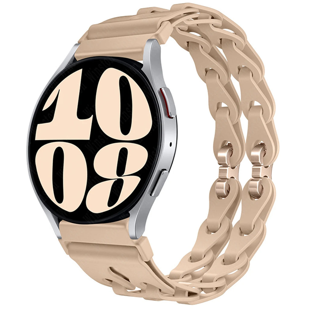 22mm 20mm Chain Strap for Samsung Galaxy Watch 7 6 5 4 6Classic Silicone Band for Huawei GT4 3Pro for Amazfit GTR 4/GTS Bracelet