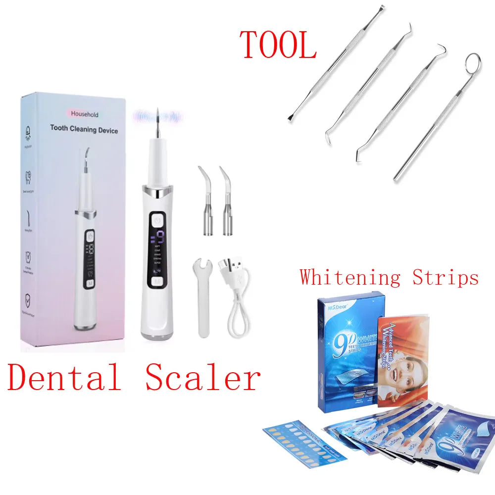 Ultrasonic Dental Scaler Tartar Remover for Teeth Cleaning 5 Modes with LED Light Household Oral Care Dental Cleaner Tool
