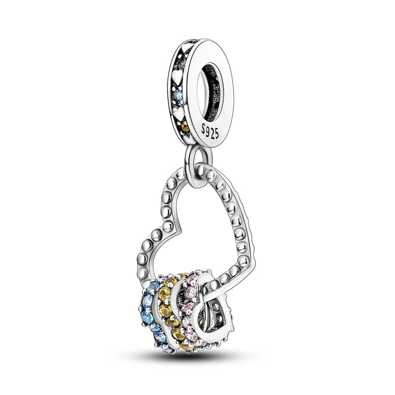 Charms Beads 925 Sterling Silver Tree of Life Peach Heart Sweet Love Charms Fit Pendants Bracelets Necklaces Women Jewelry Gift