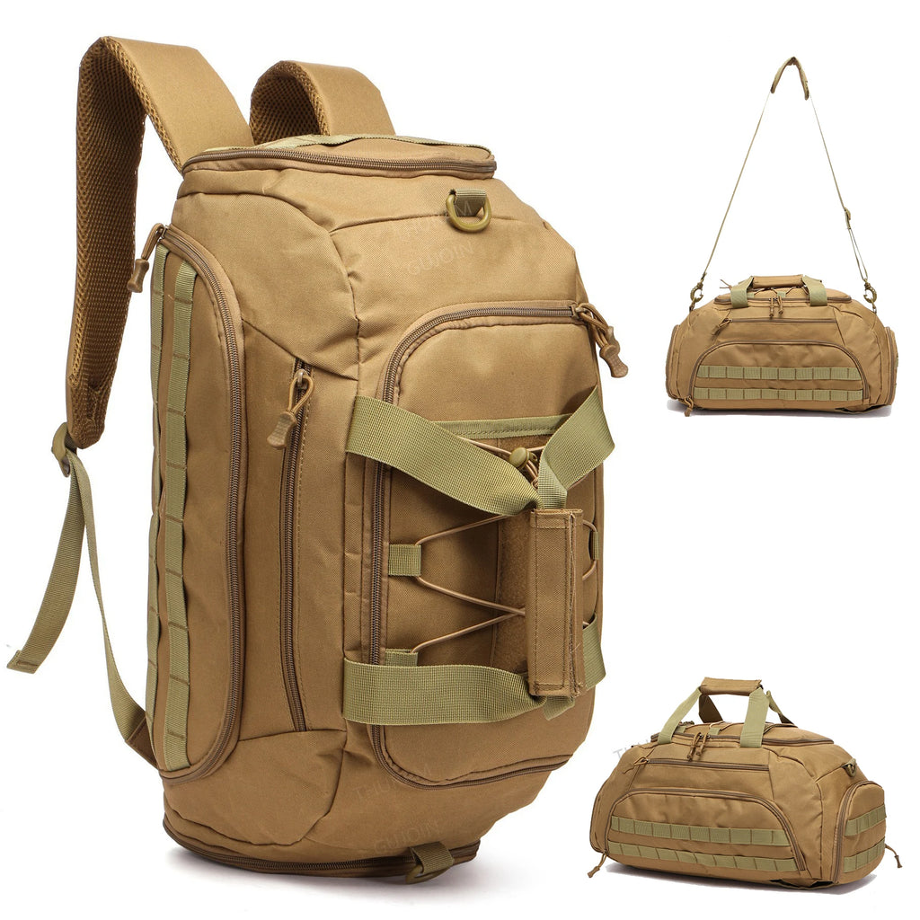 Tactical Gym Backpack with Shoe Compartment Convertible 3-in-1 Duffel Sling Bag for Men Women Weekender Overnight Travel Bag
